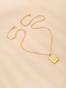 Square Snake Charm Necklace - Yellow Gold - View 3
