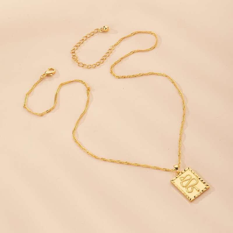 

Square Snake Charm Necklace, Gold