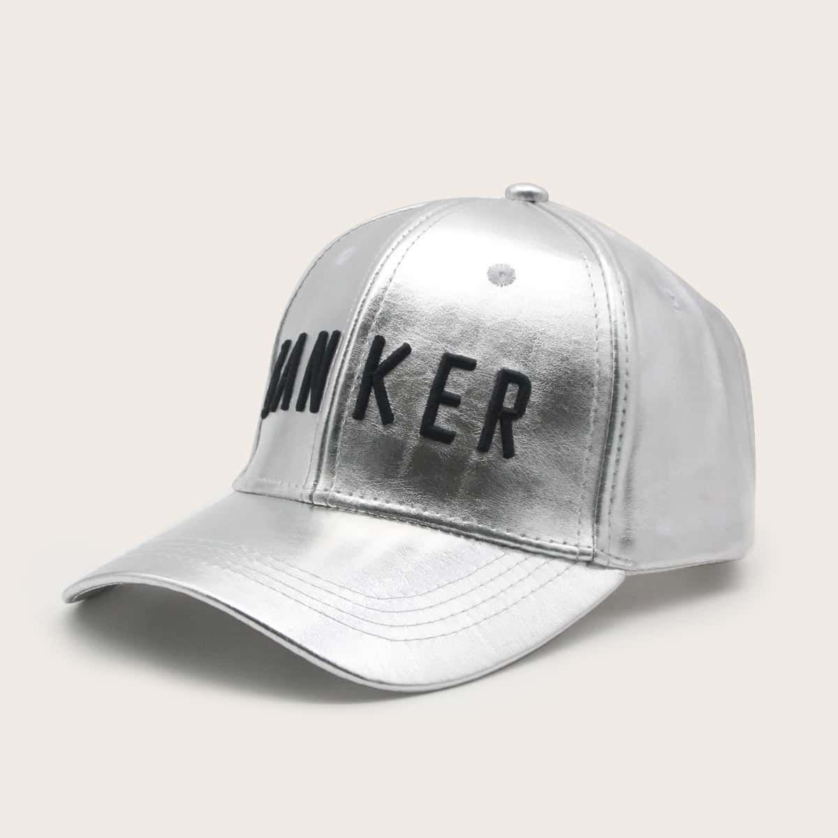 

Letter Embroidered Baseball Cap, Silver