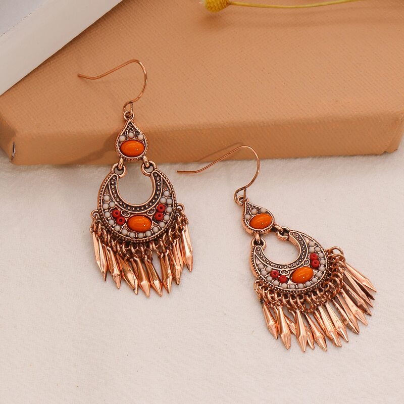 

Metal Tassel Drop Earrings, Gold