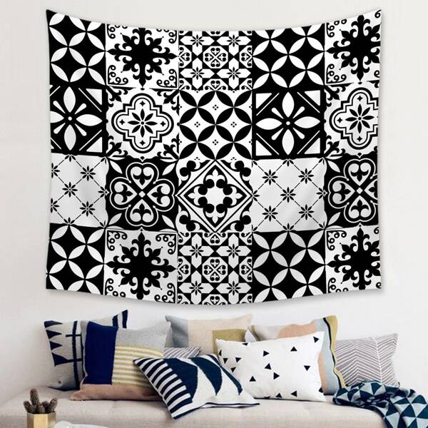 

Vintage Pattern Tapestry, Black and white