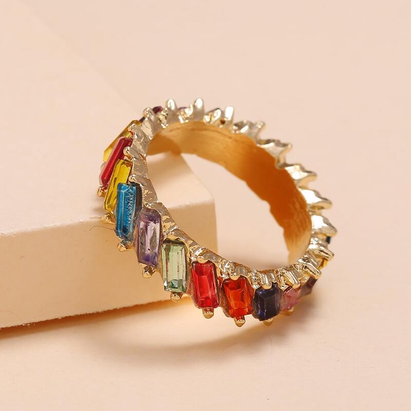 

Rhinestone Round Ring, Multicolor