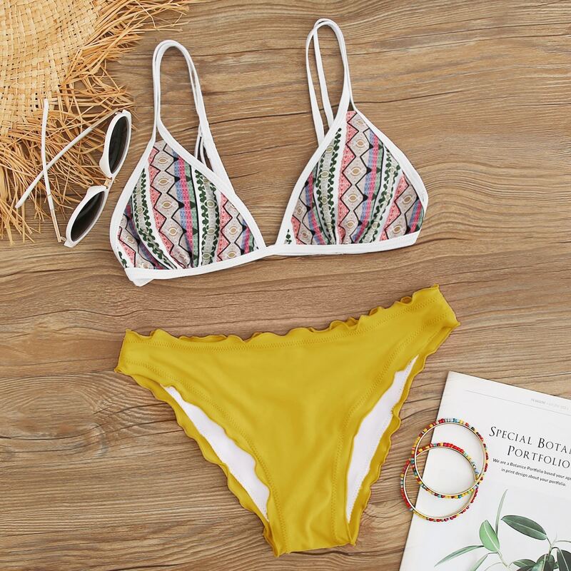 

Tribal Lettuce Trim Bikini Swimsuit, Multicolor