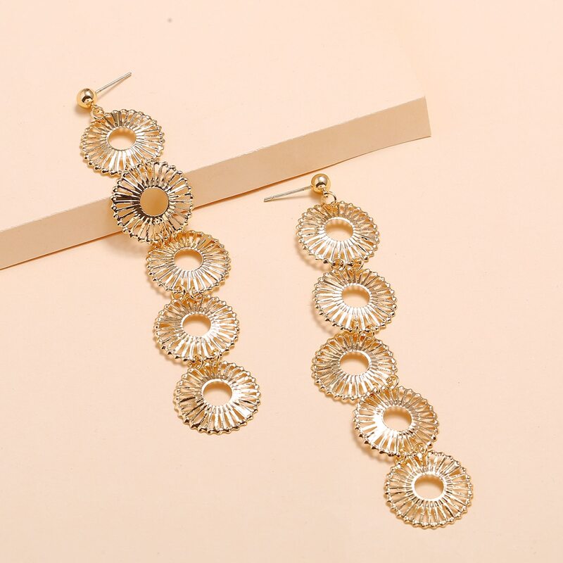 

Round Drop Earrings, Gold