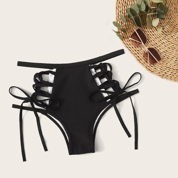

Cut-out Tie Side Bikini Panty, Black