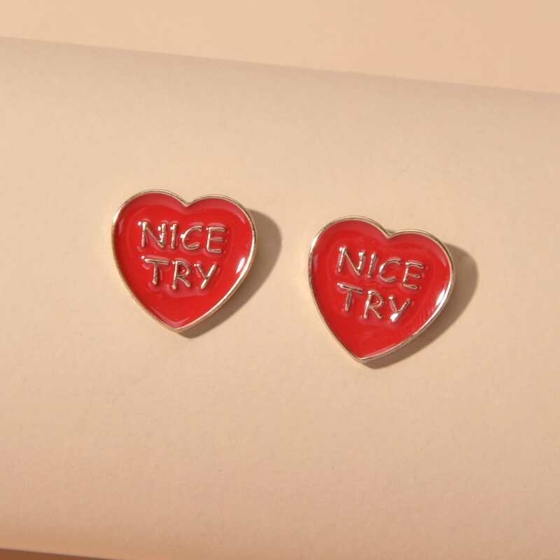 

Heart Stud Earrings, Red