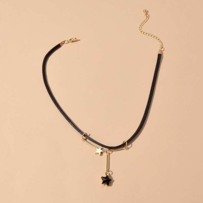 

Star Charm Necklace, Black
