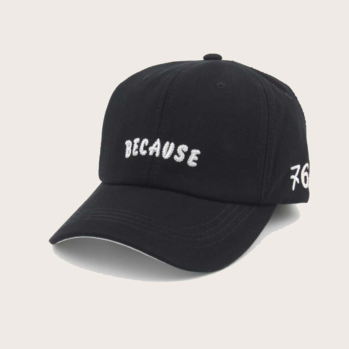 

Letter Embroidered Baseball Cap, Black