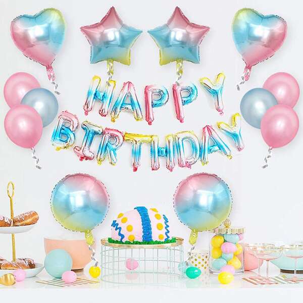 

1set Ombre Birthday Decorative Balloon, Multicolor