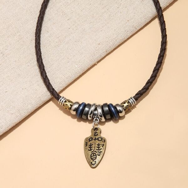 

Мужское ожерелье с металлическим декором, Кофейный