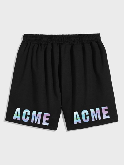 Jungen Schwarze Shorts mit Buchstaben Muster