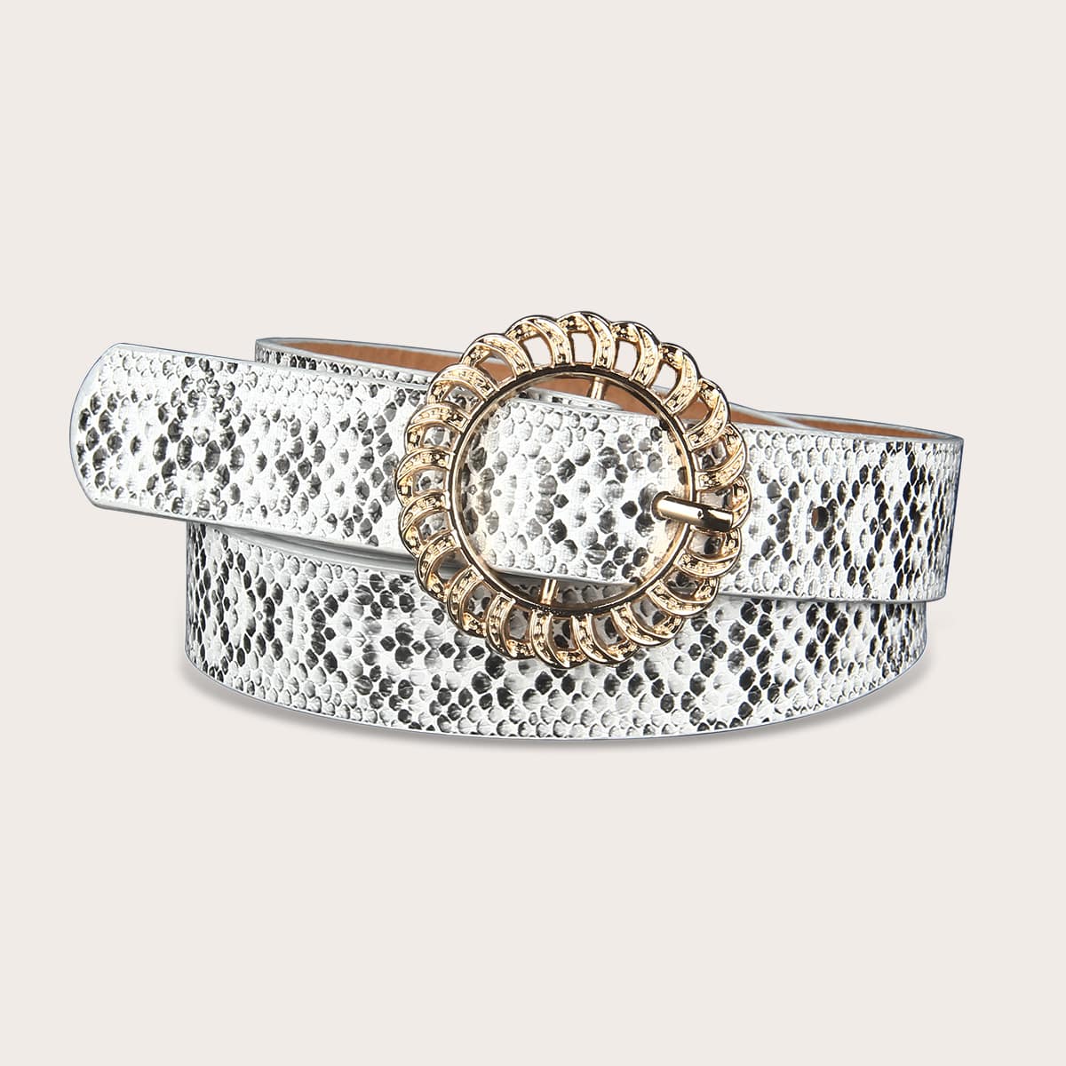 

Snakeskin Print Belt, Multicolor