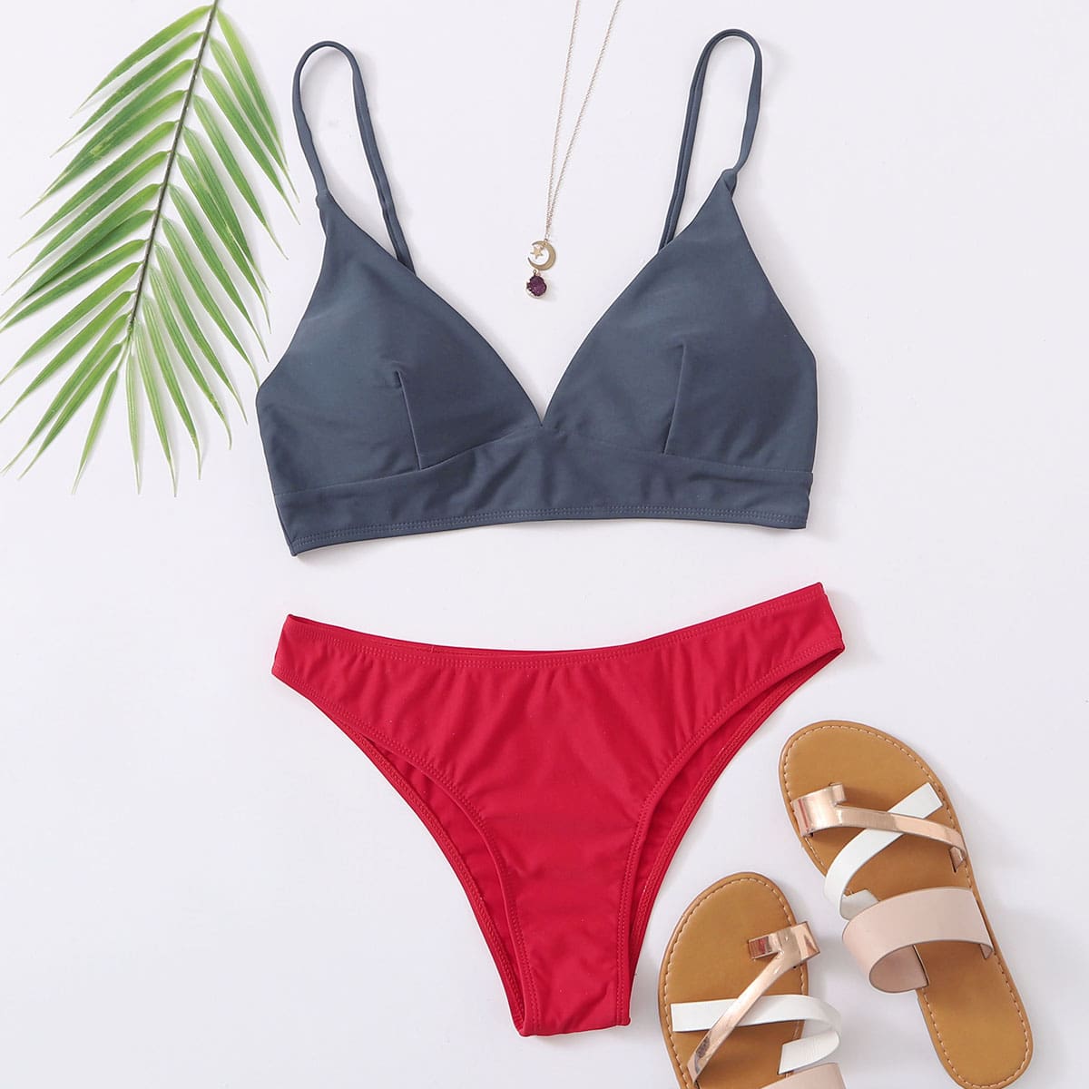 

Two Tone Bikini Swimsuit, Multicolor