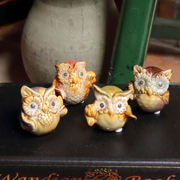 

4pcs Owl Shaped Decorative Object, Multicolor