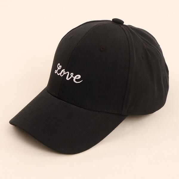 

Letter Embroidered Baseball Cap, Black