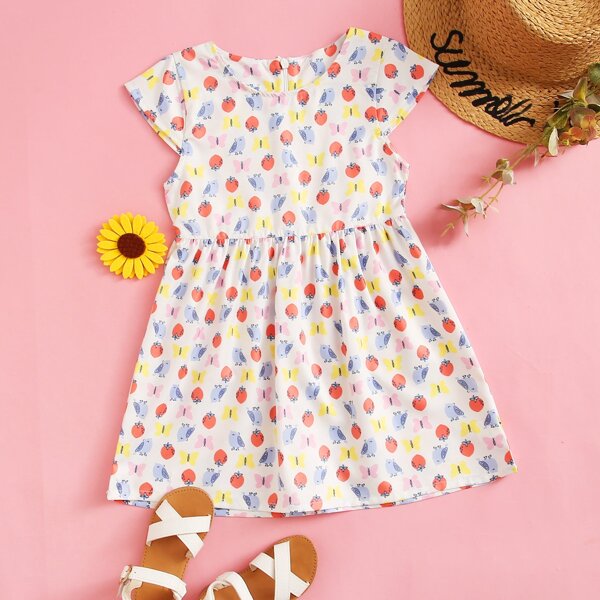 

Toddler Girls Allover Cartoon Graphic A-line Dress, Multicolor