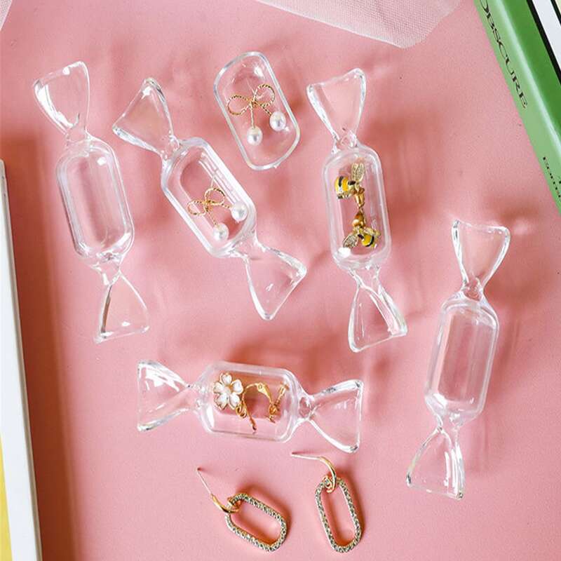 

5pcs Candy Shaped Jewelry Storage Box, Clear