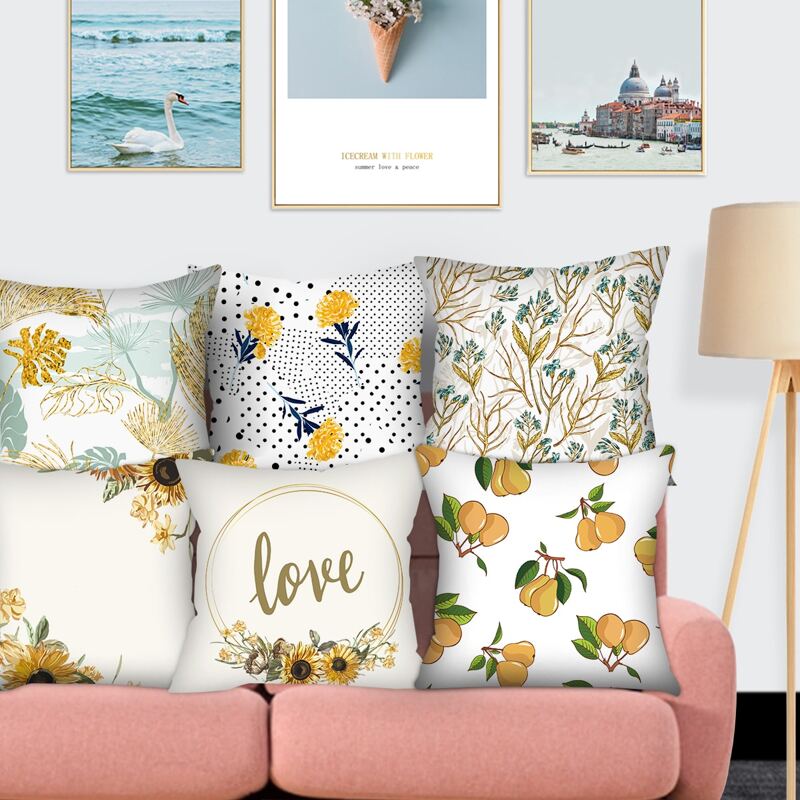 

1pc Floral Print Cushion Cover Without Filler, Multicolor