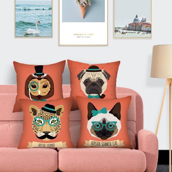 

1pc Cartoon Graphic Cushion Cover Without Filler, Multicolor
