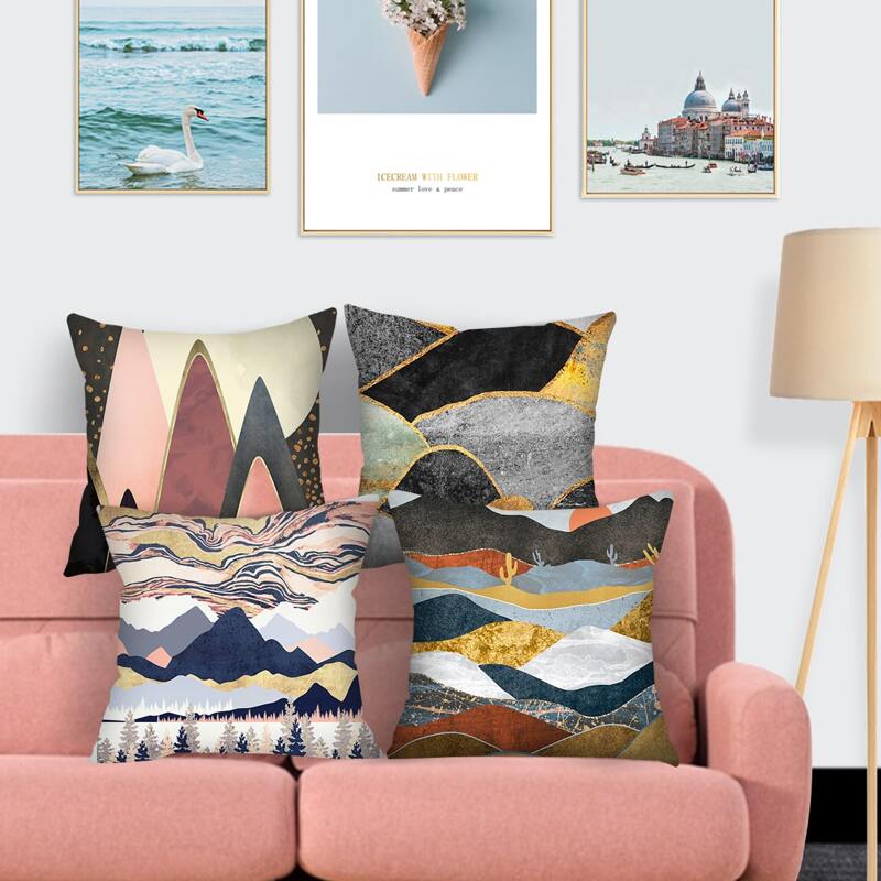 

1pc Landscape Print Cushion Cover Without Filler, Multicolor