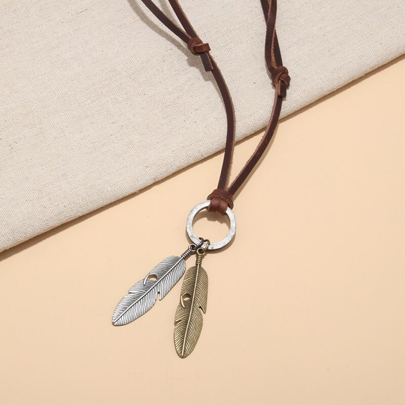 

Guys Ring Charm Necklace, Coffee brown
