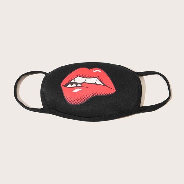 

Lip Pattern Face Mask, Black