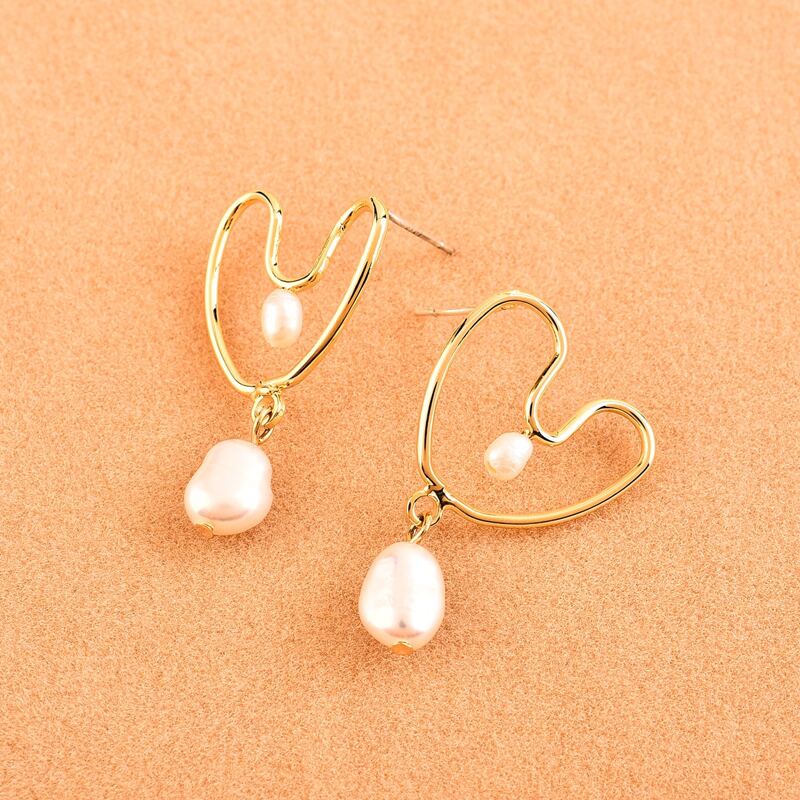 

Faux Pearl Drop Earrings, Gold