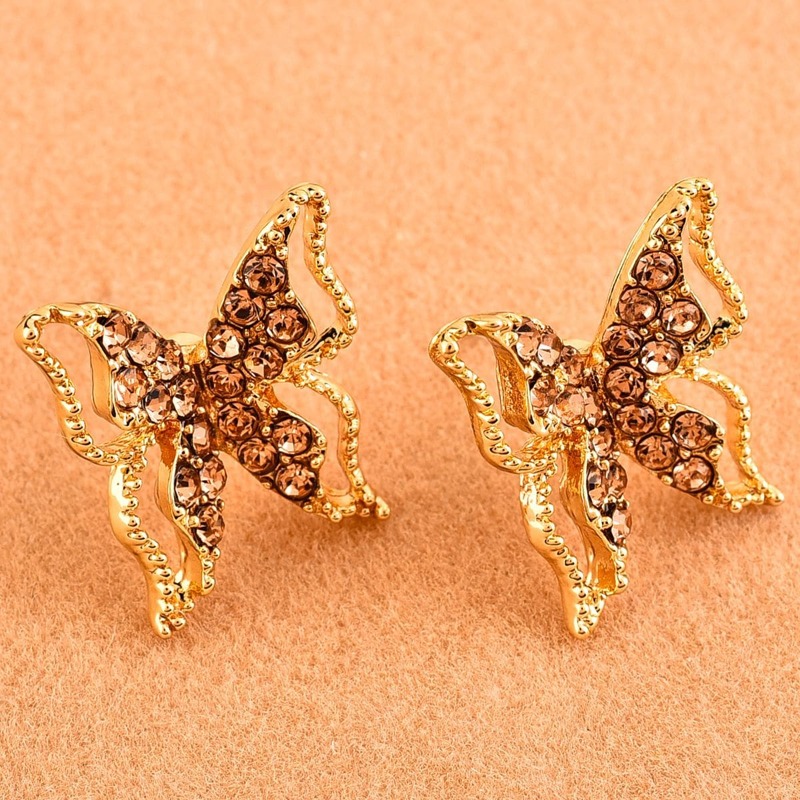 

Rhinestone Butterfly Stud Earrings, Gold