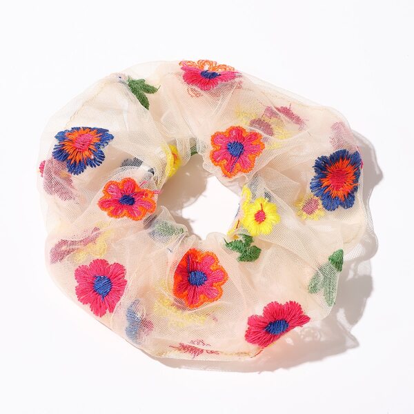 

Floral Embroidered Scrunchie, Multicolor