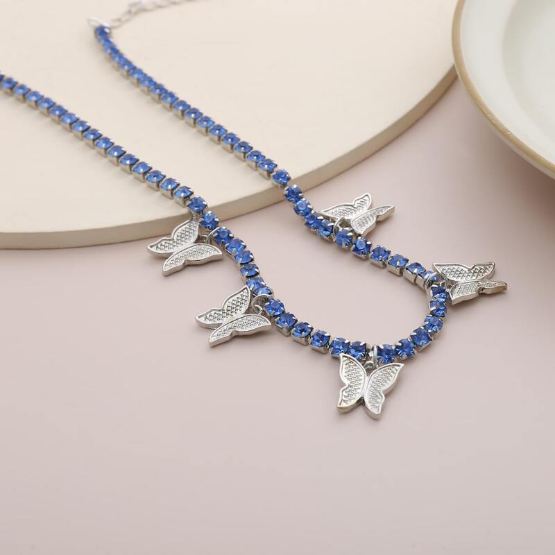 

Butterfly Tassel Necklace, Blue