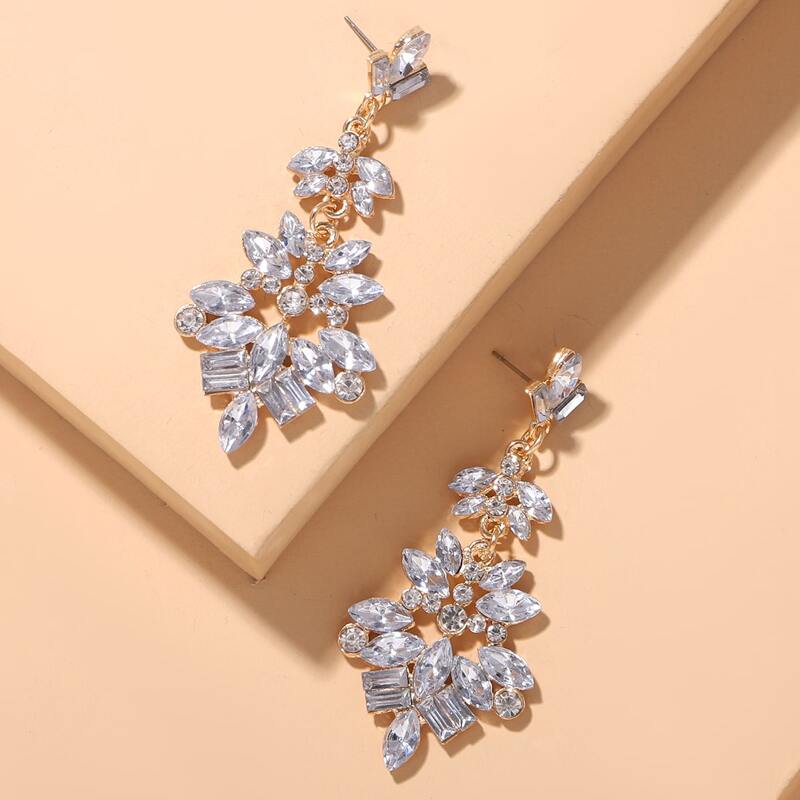 

Rhinestone Drop Earrings, White