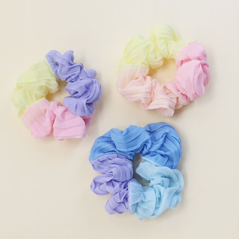 

3pcs Color Block Scrunchie, Multicolor