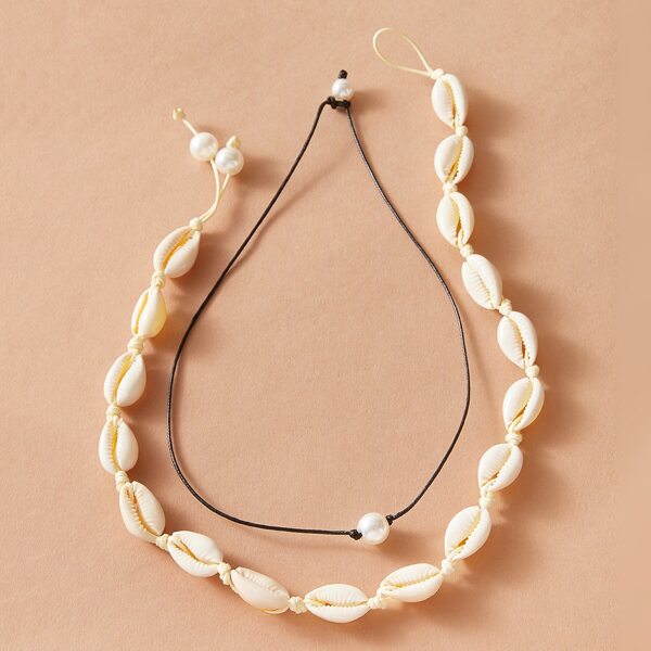 

2pcs Shell Decor Necklace, Multicolor