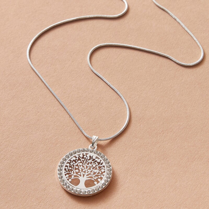 

Tree Charm Necklace, Silver