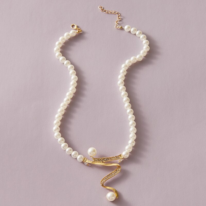

Faux Pearl Decor Necklace, White