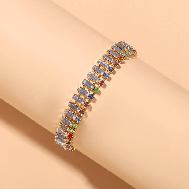 

Rhinestone Engraved Bracelet, Multicolor