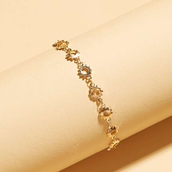 

Metal Flower Anklet, Gold