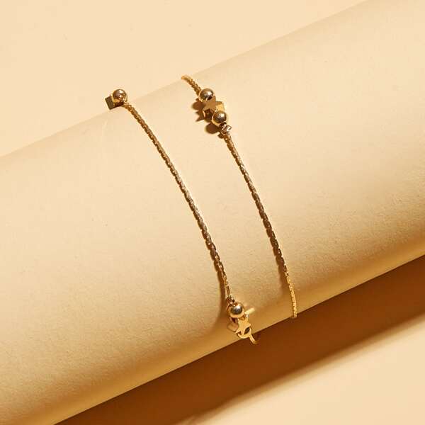 

Star Layered Anklet, Gold