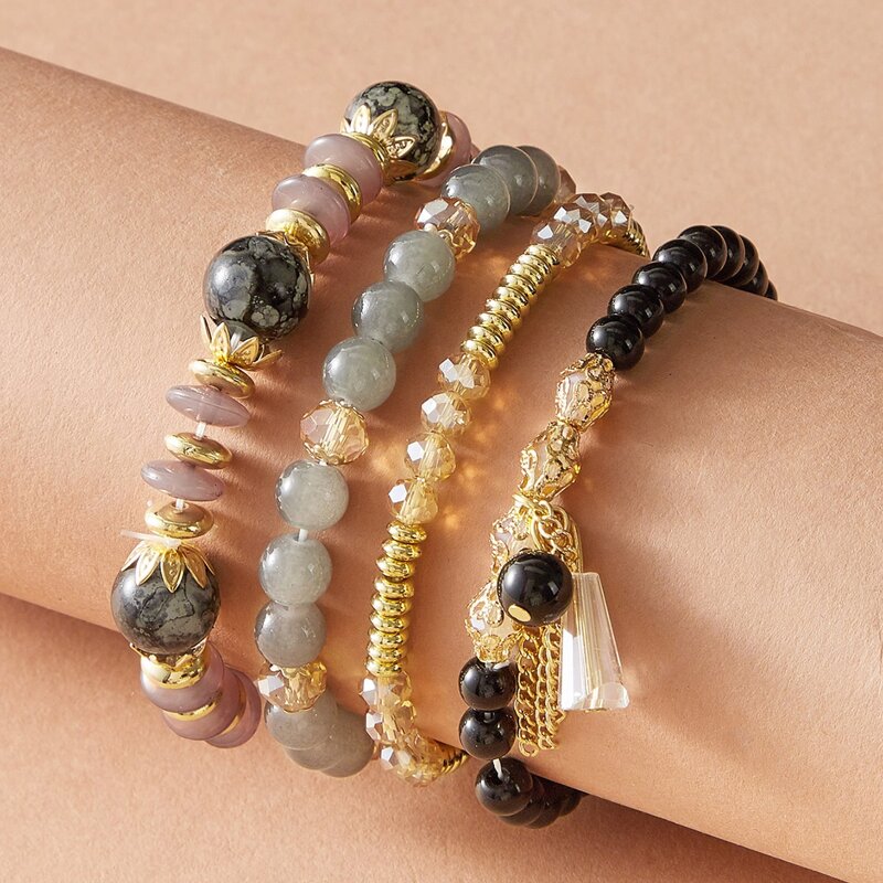 

4pcs Metal Decor Bracelet, Multicolor