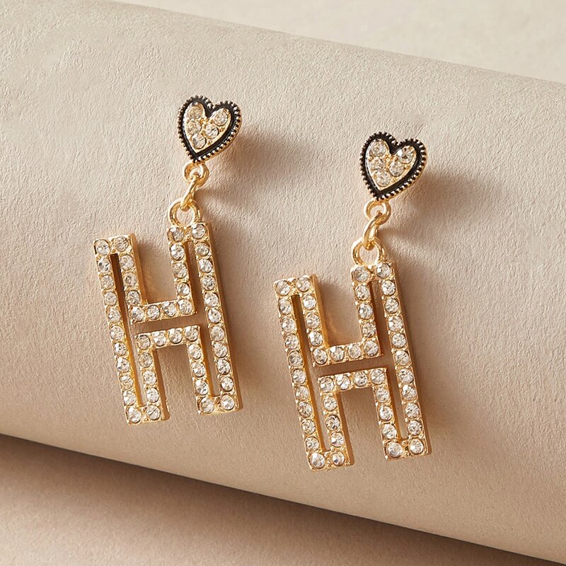 

Letter Charm Drop Earrings, Gold