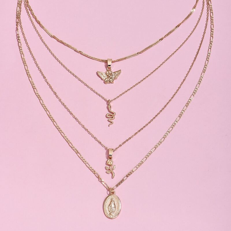 

Rose Layered Necklace, Gold