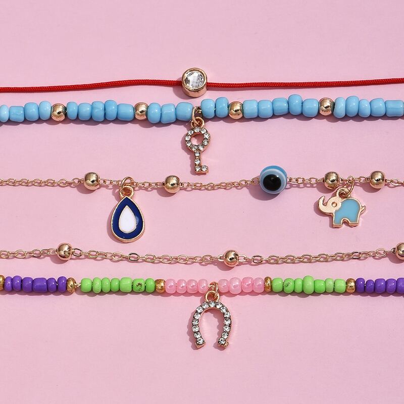 

5pcs Eye Charm Anklet, Multicolor