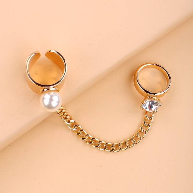 

Faux Pearl Decor Ring, Gold