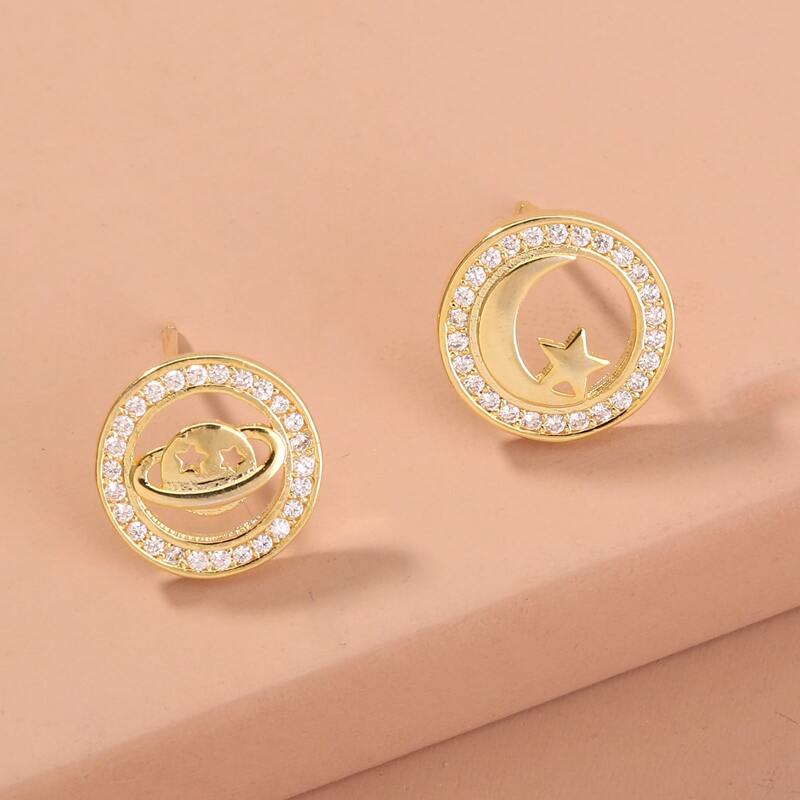 

Rhinestone Stud Earrings, Gold