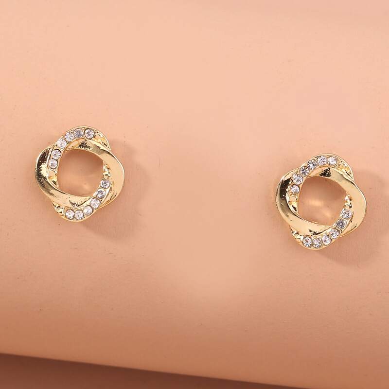 

Rhinestone Stud Earrings, Gold
