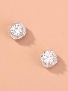Nooxian Rhinestone Stud Earrings - Silver - View 3