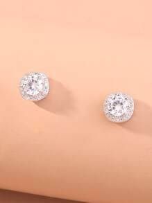 Nooxian Rhinestone Stud Earrings - Silver - View 5