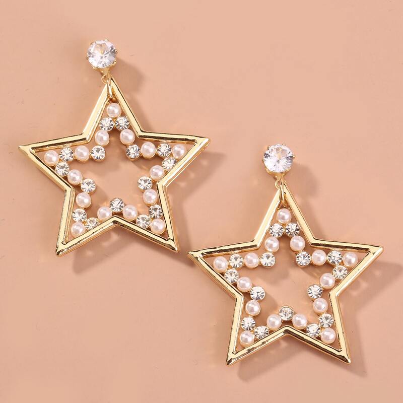 

Faux Pearl Star Drop Earrings, Multicolor