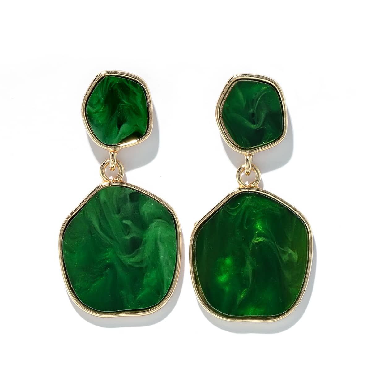 

Geo Drop Earrings, Green