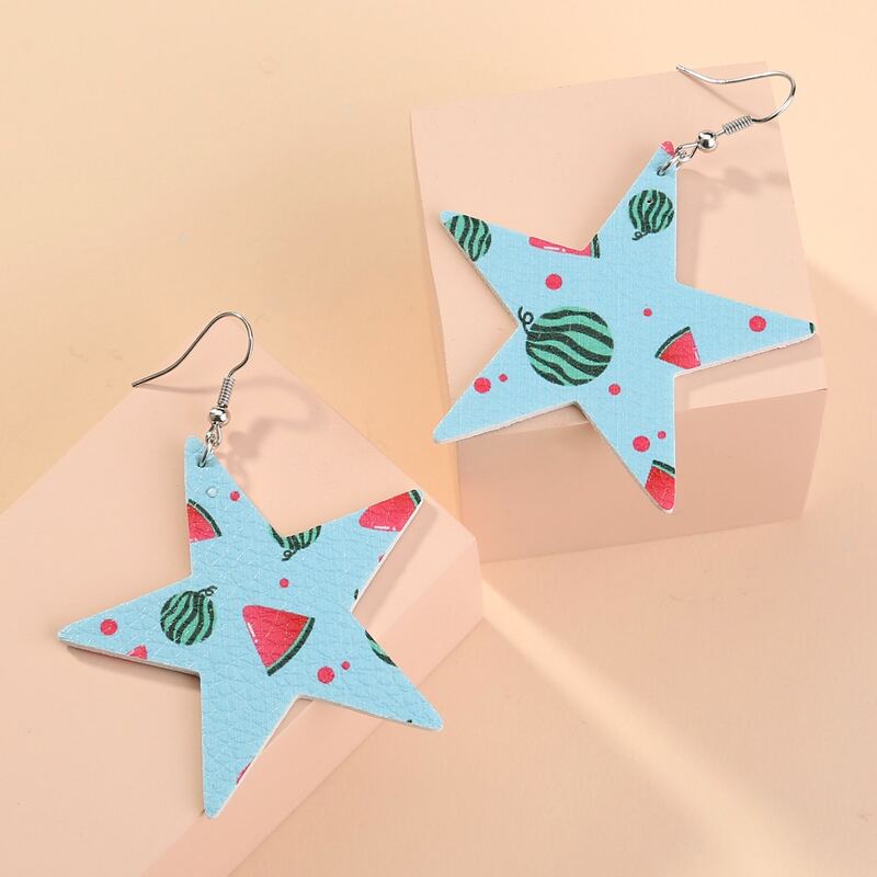 

Fruit Pattern Star Drop Earrings, Multicolor